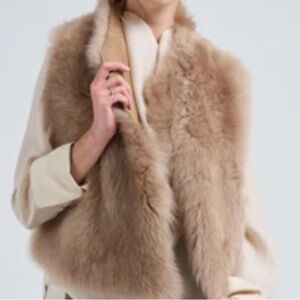 Theory shearling vest real lambskin reversible camel